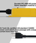SENCTRL automatic vacuum switch for power tools; side view, yellow rectangular controller with black power cord and plug