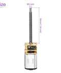 Beefy 6V Micro DC Gear Motor With 298 To 1 Reduction, 30 RPM Output, 34mm Shaft, Metal Gearbox shown with dimensions.