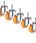 Built Tough As Nails Yellow Nylon Swivel Caster Wheels Metric Threaded Stem Roll for smooth hardwood glide pack of five