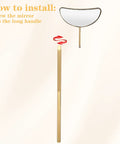 2 Pack Lash Mirror For Eyelash Extensions, Pro Grade Stainless Steel Half Moon Mirrors For Lashes, detachable mirror and long handle