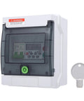 Outdoor Distribution Box With IP66 PVC PA66 Housing And Weatherproof Digital Timer for all-weather use, front view.