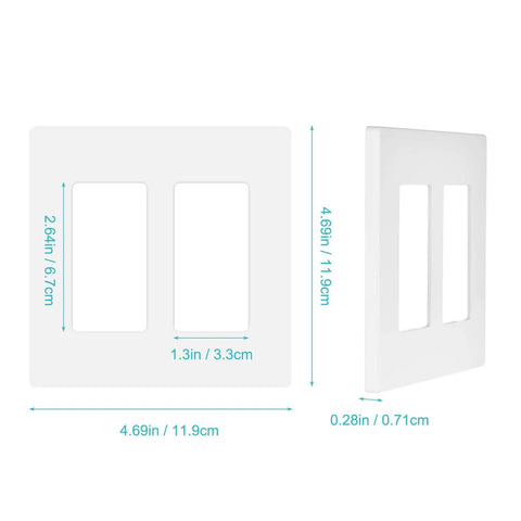 Four Pack Screwless Decorator Wall Plates For Electric Outlets GFCI Dimmers And Switches 2 Gang Unbreakable Child Safe Cover Plates In White Easy Install For A Clean Modern Look At Home Or Office