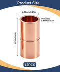 Twelve Pack Quarter Inch Copper Pipe Couplings And Straight Adapters with size 6.35mm ID and 16mm length for HVAC uses.