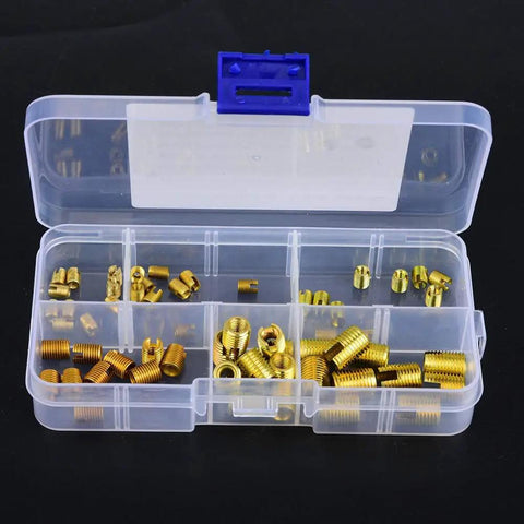 Beefy 302 Type Carbon Steel Self Tapping Thread Inserts Kit 60 Pieces High Strength Wear Resistant Threaded Inserts For Auto And Machinery Includes Multiple Sizes in plastic case