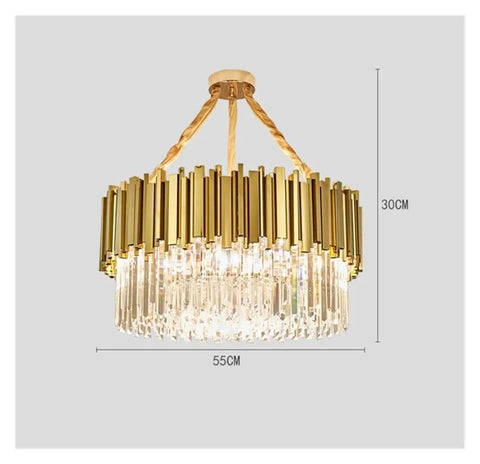 Crystal Led Pendant Lights Living Room Dining Bedroom Gold Plating Metal Hanging Lamp Indoor Lighting Lamparas Fixture,Beautiful, 55cm diameter.