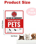 Pet Safety Alert Fire Rescue Stickers 20 Pack Four By Four Point Seven Inch Emergency Vinyl Door Window Signs For Your Fur Babies