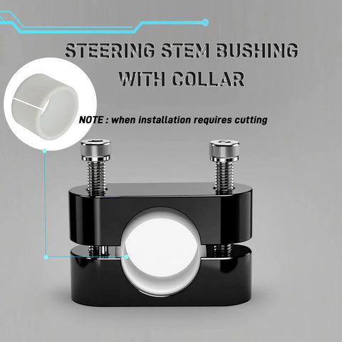 Steering Stem Bushing And Collar Kit For Yamaha ATVs showing aluminum collar and stainless screws, close-up view.