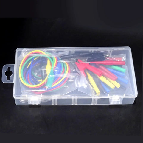 Back Probe Kit With Banana Plug To Copper Alligator Clips For Automotive Test Leads Set in a clear plastic box