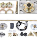 Go Kart Rear Axle Kit 29 Inch 740mm Complete Live Hub With Brake Assembly Pillow Blocks T8F Sprocket 58T components shown