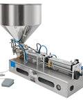 Crush Your Packing Goals With This Smooth Semi Automatic Pneumatic Bottle Filler Machine with a stainless steel hopper for precise dispensing.