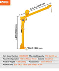 Side view of Pickup Truck Bed Crane With 1100 Lb Manual Winch Folding Jib Hoist Steel Construction 360 Degree Swivel Workhorse Mountable Truck Crane For Lifting Heavy Goods On Job Sites Easy Setup And Durable Build