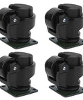Heavy Duty Adjustable Leveling Casters With Ratchet Handles For Rock Solid Stability And Easy Rolling Of Workbenches Shop Gear And Big Machinery Four Pack, black industrial casters with sturdy wheels.