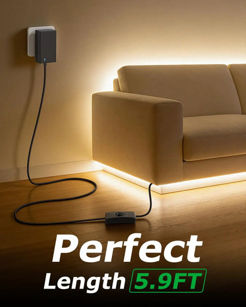 12V 3A Power Supply AC Adapter 36W Charger With On Off Switch 5.9 Foot Cable Center Positive DC Output For Electronics And Home Devices Universal 100 240V Input, 5.9ft cord on couch