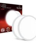 Two Pack LED Flush Mount Ceiling Light Fixtures 12 Inch Round Low Profile With Five Color Temperatures 2000 Lumen 120 Volt Bright White