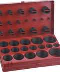 Open box displaying 419 Piece Metric O Ring And Gasket Kit With 32 Universal Sizes NBR Buna N Nitrile Rubber O Ring Set for repairs.