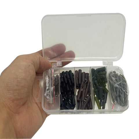 120 Pcs Carp Fishing Tackle Kit With Quick Change Swivels Safety Lead Clips Anti Tangle Sleeves Tail Rubber Tubes And Speed Links In Handy Assortment Box