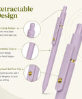 Close-up of retractable design in 7 Pack Gel Pens 0.5mm Quick Dry Black Ink for smooth writing, office and school supplies.