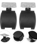 4pcs Inch Swivel Plate Casters for Rolling Chairs and Office Furniture black plastic wheels with metal plates, ideal for furniture mobility.