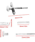 Two Piece Stainless Steel Spring Plunger Latch Lock Set 6.5 By 80 Mm showing various components and measurements for easy installation.