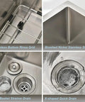 Stainless Steel Undermount Bar Sink 15x17 Inch Small Wet Bar, 16 Gauge SUS304 Brushed Nickel Finish details and features