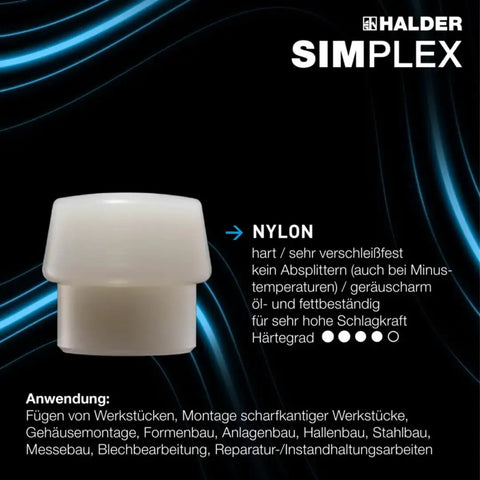 Nylon insert for Soft-Faced Mallet With Dual Inserts Rubber And Nylon, 80mm Head, ideal for high impact and oil resistance.