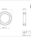 Technical diagram and 3D view of Ten Piece Set Of 6905 2RS Ball Bearings 25x42x9mm Thin Section Double Rubber Sealed Bearing