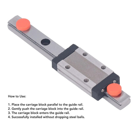 Miniature Linear Guide Rail With Bearing Steel Carriage Block 100mm Motion Guide For CNC Tools And 3D Printers shown with instructions