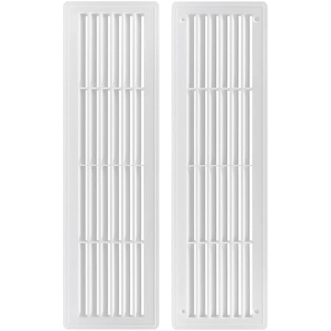 Two Sided White Door Air Vent Cover For Interior Doors 18 Inch By 5 Inch Universal Grille; plastic vents for airflow.
