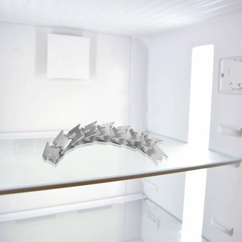 Stainless Steel Refrigerator Shelf Clips Set 8 Pieces Square Support Hooks Freezer Shelf Holders on fridge shelf