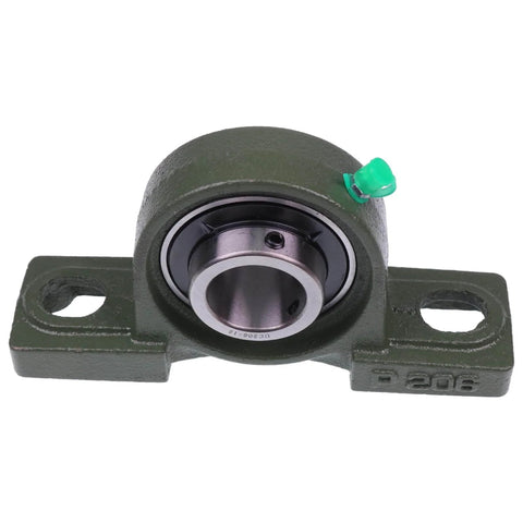 1-1/8 Inch Bore Pillow Block Bearing Set Compatible With AMI UCP206-18, Browning VPS-218, green metal housing, front view