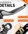 Close-up of Electric Bike Brake Lever With Cutoff Sensor For E Scooter And Ebike Aluminum Handle With Comfortable Rubber Grip