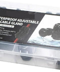 76Pcs Cable Gland Joint Kit Waterproof Adjustable Nylon shown in clear box packaging