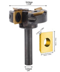 Top Tier Slab Flattening Router Bit With 1/4 Inch Shank And 1 3/8 Cut Diameter features carbide blades and dimensions shown.