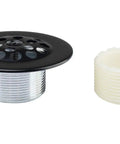 Trip Lever Tub Trim Kit Set With Overflow Face Plate And Strainer Drain Matte Black Finish showing strainer drain and adapter