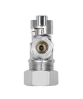 Front view of Breezliy heavy-duty chrome-plated brass angle stop valve with 1/2 in nominal x 3/8 in compression fittings.