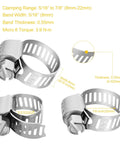 WINL stainless steel hose clamps, 22-pack, worm-gear drive, 5/16–7/8 in (8–22 mm) clamp range