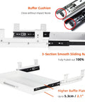 Under Desk Drawer Organizer 21 Inch White With Adjustable Brackets showing sliding rails and buffer cushions