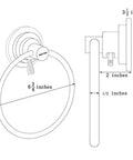 Technical diagram of Drill Free Vacuum Suction Cup Towel Ring No Tools Needed Easy Install Stick And Go For Showers Holds Towels And Washcloths With Strong Suction Relocatable Mount with measurements.