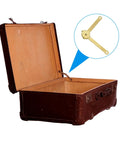 Gold Metal Lid Stay Hinge installed in open suitcase viewed from angle demonstrating hinge functionality.