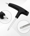Dual Bit Golf Torque Wrench With T20 And T25 Heads, Universal Shaft Adapter, Plastic And Stainless Steel, Black, close-up view