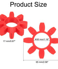 Product size view of 10 Pack Red Curved Jaw 28 Urethane Coupling Inserts For L Jaw Couplings Flexible Durable Center Inserts That Keep Your Jaw Couplings Running Smooth And Quiet With Reliable Performance. 65 mm x 30 mm