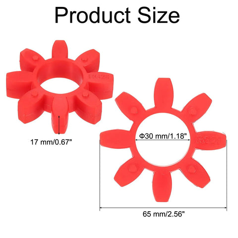 Product size view of 10 Pack Red Curved Jaw 28 Urethane Coupling Inserts For L Jaw Couplings Flexible Durable Center Inserts That Keep Your Jaw Couplings Running Smooth And Quiet With Reliable Performance. 65 mm x 30 mm