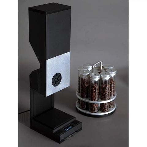 Premium Coffee Bean Counter Dispenser Offers Single Dose And Continuous Modes For Cafe Pros Hella Accurate Preset Dosing Up To 1kg Capacity smooth design with storage.