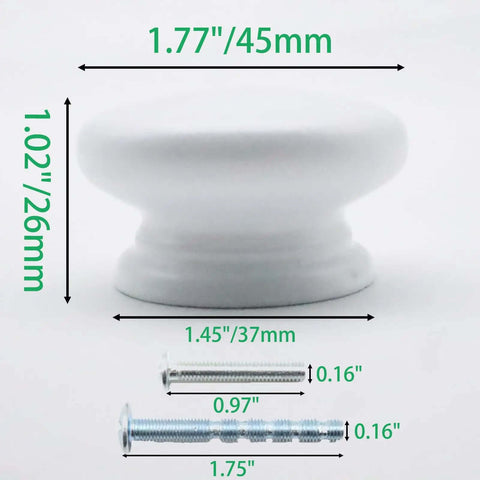 Two Pack White Wooden Cabinet Knobs Round Dresser Knobs For Kitchen Cabinets Furniture Cupboards Drawers Closet Doors Modern Design