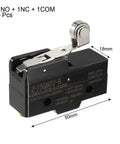 Three Pack Z-15GW22-B Hinge Roller Lever Micro Action Switches With 1NO 1NC Contacts 15A 125/250V Or 380V AC DC Control Circuits IP40 Rugged Micro Switches For Mechanical Motion Control In DIY Projects And Small Machinery, black 50mm switch