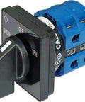 9009 AC Rotary Switch With Off And Two Positions 120V AC 30A Marine Electrical Switch For Easy Power Control Durable Marine Grade Simple Install Blue Finish on side view