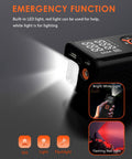 Portable Tire Inflator Air Compressor With Frosted Digital Gauge For Cars And More, showing built-in LED light function