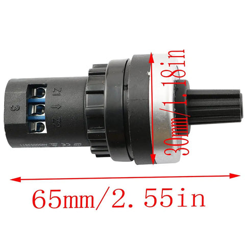 10K Ohm Potentiometer For Variable Speed Drives 22mm Rotary VSD Control Knob, Industrial Grade, 65mm Length Side View