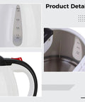 Close-up of Heavy Duty 12V Portable Electric Car Kettle 1000Ml with measurement indicators and spill-proof handle.