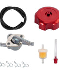 Metal Gas Fuel Tank With Threaded Cap For 50cc 70cc 90cc 110cc 125cc ATVs Quad Bikes parts including red cap and valve